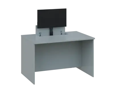 PLVM 18 - 12 stůl kancelářský s výsuvem (1x) monitoru, dřevěná podnož, deska 18 mm, široký 1200 mm, šedá